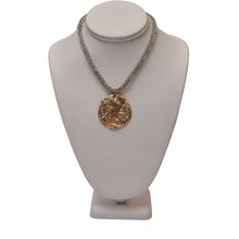 Load image into Gallery viewer, Rhinestone Cord + Gold Pendant Clasp Necklace