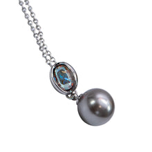 Load image into Gallery viewer, Smokey Drop Pearl + Crystal Pendant Necklace