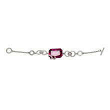 Load image into Gallery viewer, Pink Emerald-Cut Swarovski Charm Bracelet