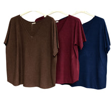 Load image into Gallery viewer, Soft V-Neck Reverse Seam Sweater (Short-Sleeve)