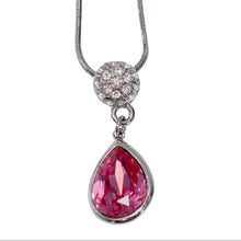 Load image into Gallery viewer, Pink Rose Teardrop Swarovski Crystal Necklace
