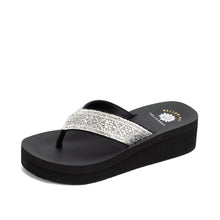 Load image into Gallery viewer, Millionaire's Dream Rhinestone Wedge Flip Flop Sandals by Yellow Box