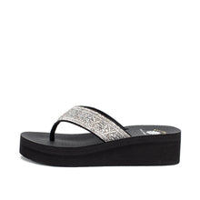 Load image into Gallery viewer, Millionaire's Dream Rhinestone Wedge Flip Flop Sandals by Yellow Box