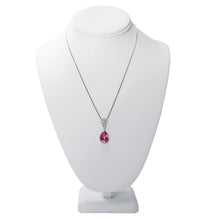 Load image into Gallery viewer, Pink Rose Teardrop Swarovski Crystal Necklace