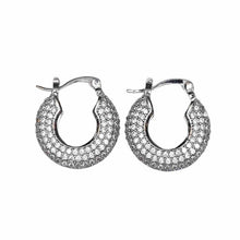 Load image into Gallery viewer, Pixel Bloom Cubic Zirconia Huggie Hoops