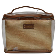 Load image into Gallery viewer, 3 Piece Faux Straw Cosmetic Train Case