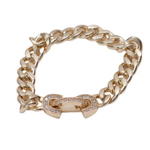 Load image into Gallery viewer, Making A Connection Polished Curb Bracelet with Cubic Zirconia Clasp