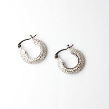 Load image into Gallery viewer, Pixel Bloom Cubic Zirconia Huggie Hoops