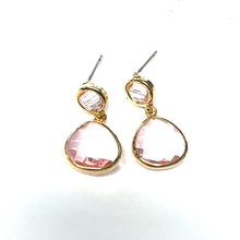 Load image into Gallery viewer, Delicate Checker Board Cut Crystal Drop Earrings