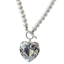 Load image into Gallery viewer, Heartstrings Pearl and Crystal Heart Necklace
