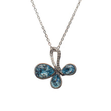 Load image into Gallery viewer, Blue Blossom Trio Swarovski Crystal Necklace