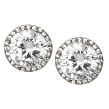 Load image into Gallery viewer, Cinderella's Favorite CZ Stud Earrings with Halo
