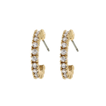 Load image into Gallery viewer, Single Row CZ Open Hoop Earrings