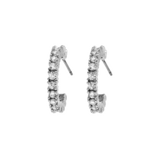 Load image into Gallery viewer, Single Row CZ Open Hoop Earrings