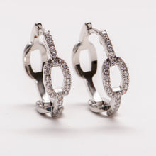 Load image into Gallery viewer, Paper Link CZ Hoop Earrings