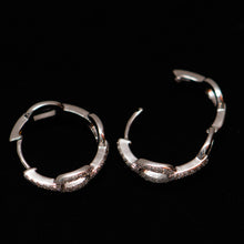 Load image into Gallery viewer, Paper Link CZ Hoop Earrings
