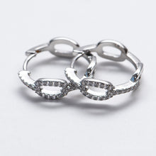 Load image into Gallery viewer, Paper Link CZ Hoop Earrings