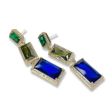 Load image into Gallery viewer, Emerald Cut Multi-Shade Trio Earrings