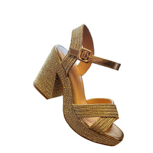 Load image into Gallery viewer, Summer Lovin Raffia Chunk Heel Shoe