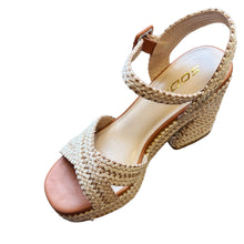 Load image into Gallery viewer, Summer Lovin Raffia Chunk Heel Shoe