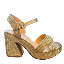 Load image into Gallery viewer, Summer Lovin Raffia Chunk Heel Shoe
