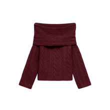Load image into Gallery viewer, Luxurious Cable Knit Off The Shoulder Sweater