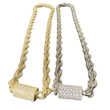 Load image into Gallery viewer, Confidently Twisted Rope with Magnetic CZ Barrel Necklace