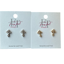 Load image into Gallery viewer, Radiant CZ Cross Earrings