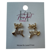 Load image into Gallery viewer, Oh Reindeer! CZ Post Back Earrings