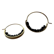 Load image into Gallery viewer, Moving Mountains Black Crystal Hoop Earrings