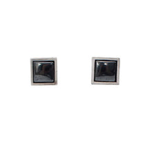 Load image into Gallery viewer, Black Mirror Square Stud Earrings
