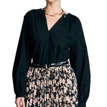Load image into Gallery viewer, Diamond Touch Rhinestone Button Pointed Blouse