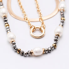 Load image into Gallery viewer, Triple Strand Gold Hematite Pearl Necklace