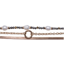 Load image into Gallery viewer, Triple Strand Gold Hematite Pearl Necklace