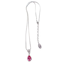 Load image into Gallery viewer, Pink Rose Teardrop Swarovski Crystal Necklace