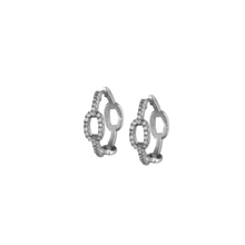 Load image into Gallery viewer, Paper Link CZ Hoop Earrings