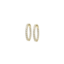 Load image into Gallery viewer, Inside Outside Large Oval CZ Hoop Earrings with Latch Closure