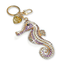 Load image into Gallery viewer, Seahorse Rhinestone Clip Ring Key Chains by Jacqueline Kent