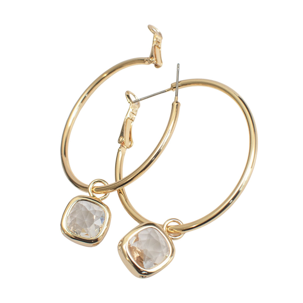Gem Drop Hoop Earrings