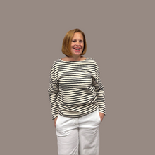 Load image into Gallery viewer, Sunday Cream with Black Stripes Long Sleeve Shirt
