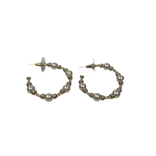 Load image into Gallery viewer, Pearl &amp; Swirl Open Hoop Earrings
