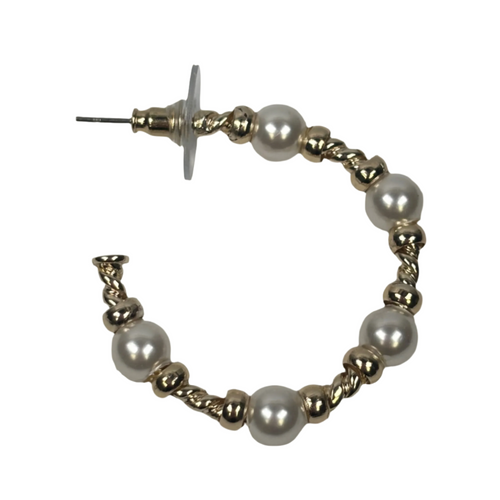 Pearl & Swirl Open Hoop Earrings