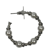 Load image into Gallery viewer, Pearl &amp; Swirl Open Hoop Earrings
