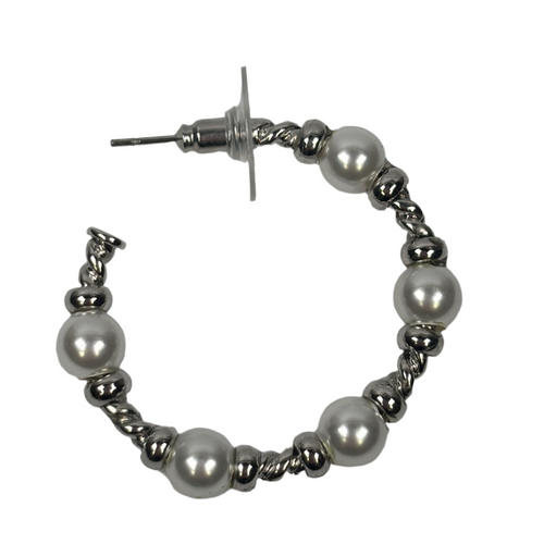 Pearl & Swirl Open Hoop Earrings