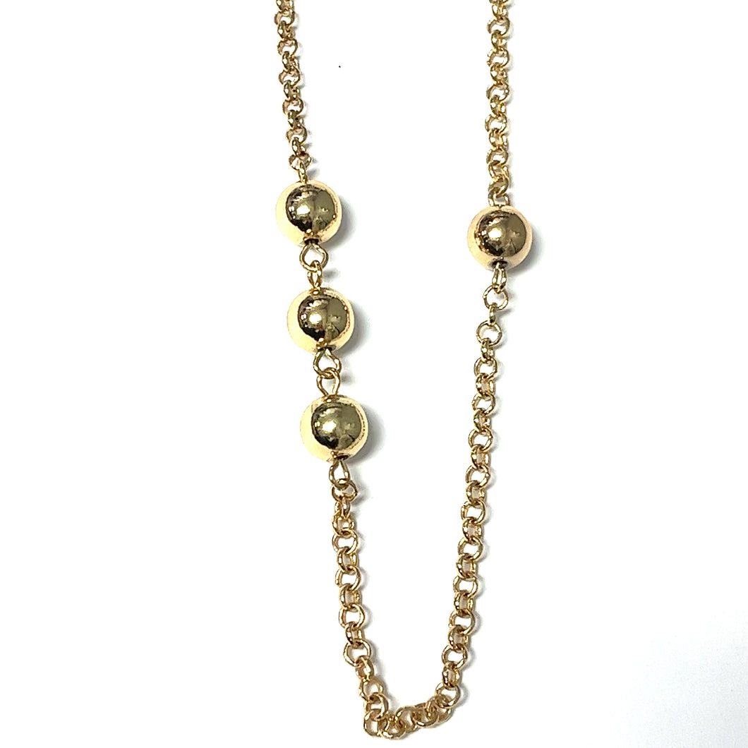 3 2 1 Golden Ball Long Necklace