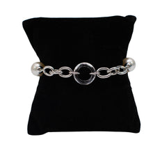 Load image into Gallery viewer, Double Pearl &amp; Crystal Ring Chain Link Bracelet
