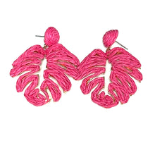 Load image into Gallery viewer, Raffia Wrapped Palm Leaf Colorful Earrings
