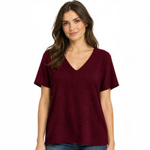 Load image into Gallery viewer, Soft V-Neck Reverse Seam Sweater (Short-Sleeve)
