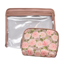 Load image into Gallery viewer, 2 Piece Clear &amp; Floral Cosmetic Case
