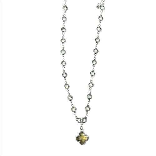 Crystals By The Yards Fleurette Pendent Short Necklace